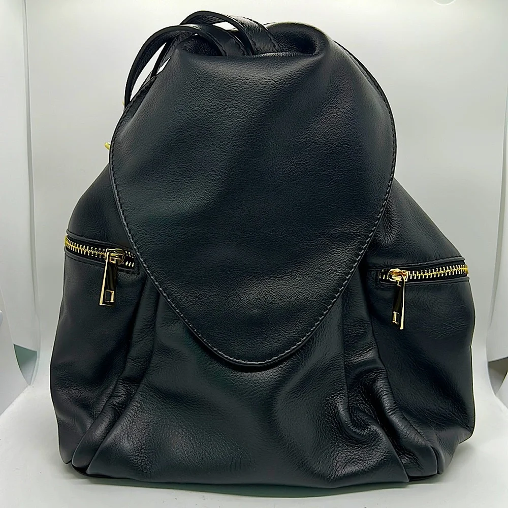 UNICA! Firenze NWT Luxurious Black Leather Backpack Bag ❤️❤️ - Picture 1 of 9